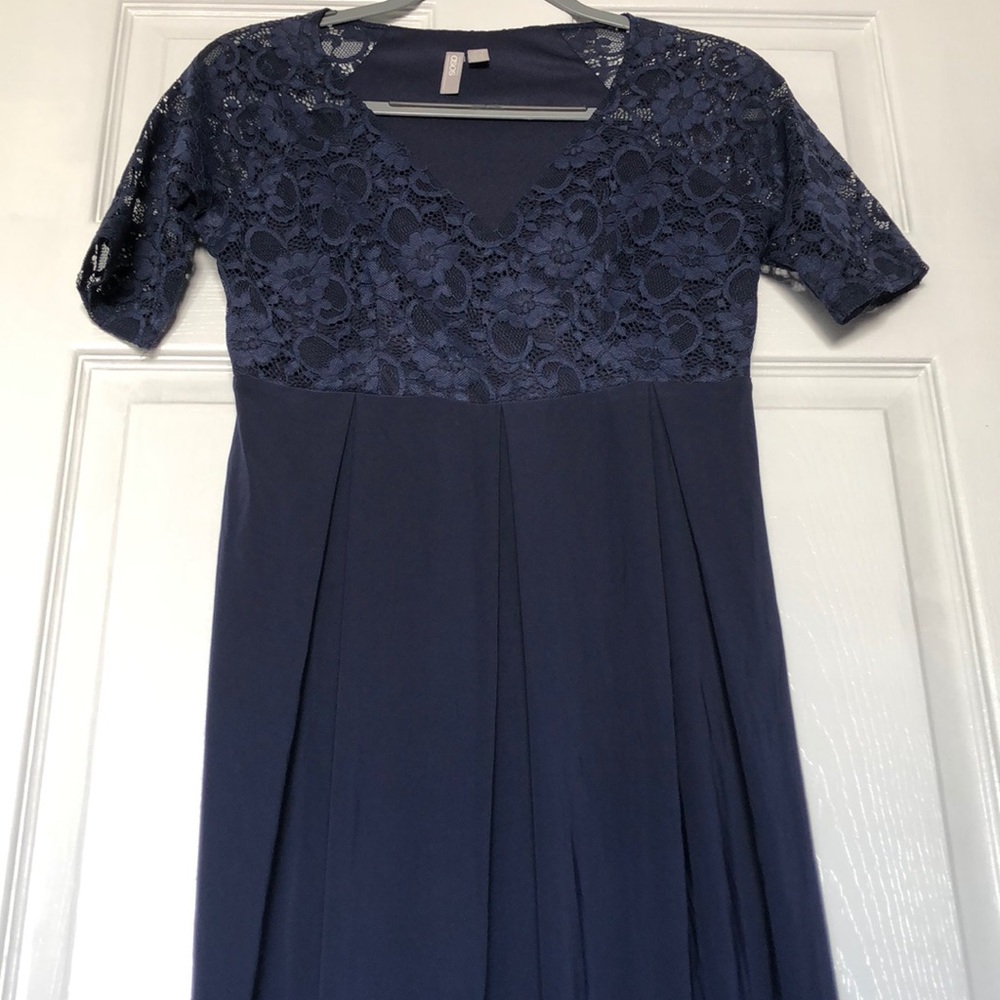 ASOS Maternity and Nursing Navy Blue Lace Dress